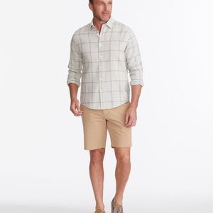 Untuckit brand chino shorts. Tan